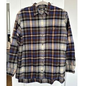 Madewell Women's Flannel Oversized Ex-Boyfriend Shirt, Tartan Plaid, XXS, EUC